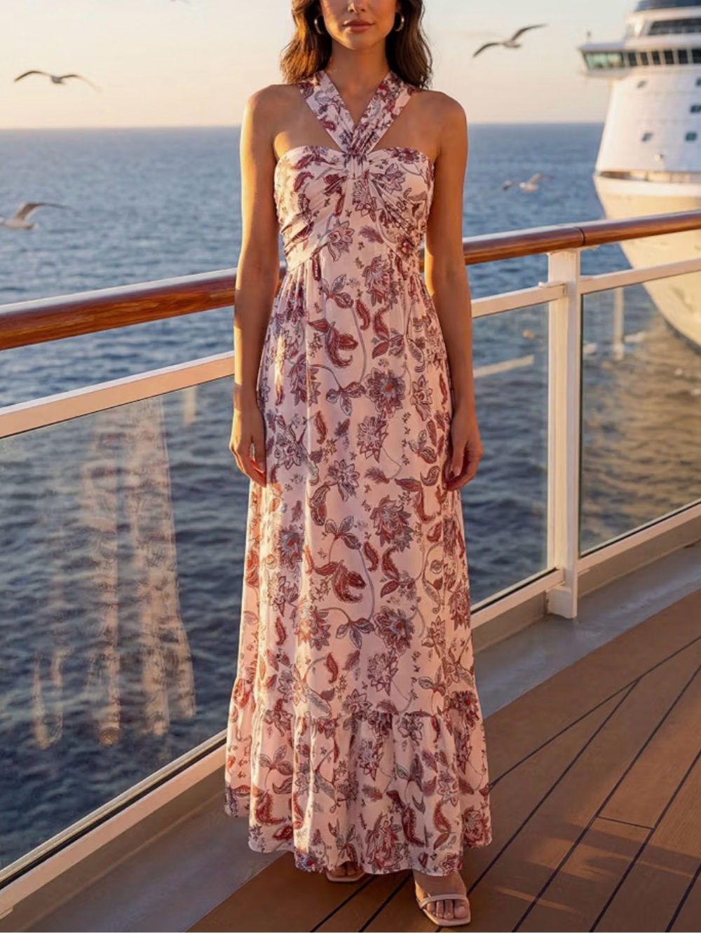 Grace Karin Floral Halter Dress